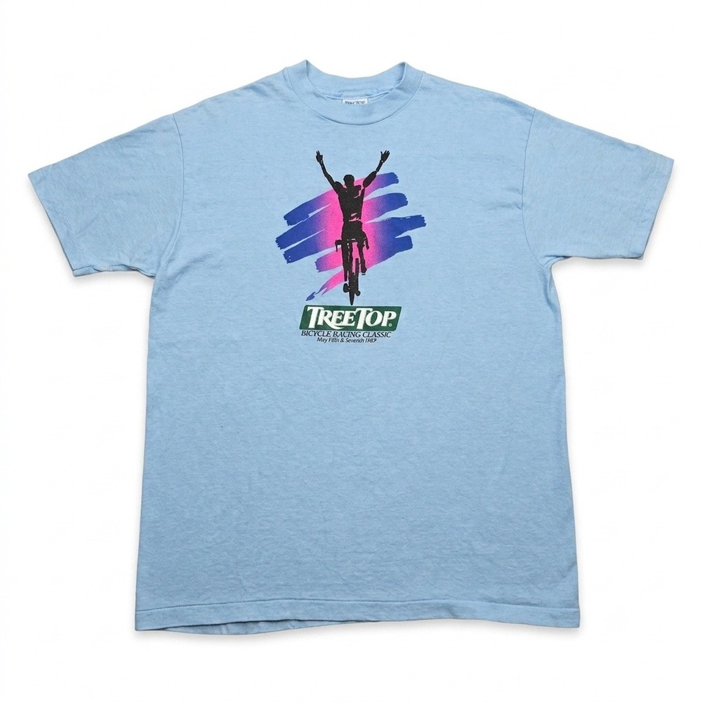 Vintage 1989 Tree Top Bicycle Racing Classic Hanes Beefy-T Shirt XL Blue 80s USA